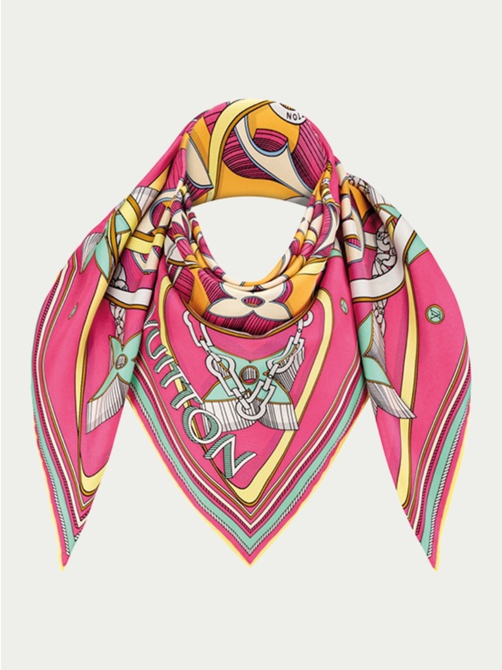 Authentic LV 3D 90x90 Silk Scarf with Graphic Print